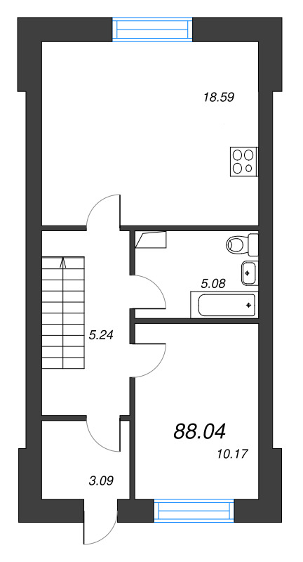 3 ккв 88 м²