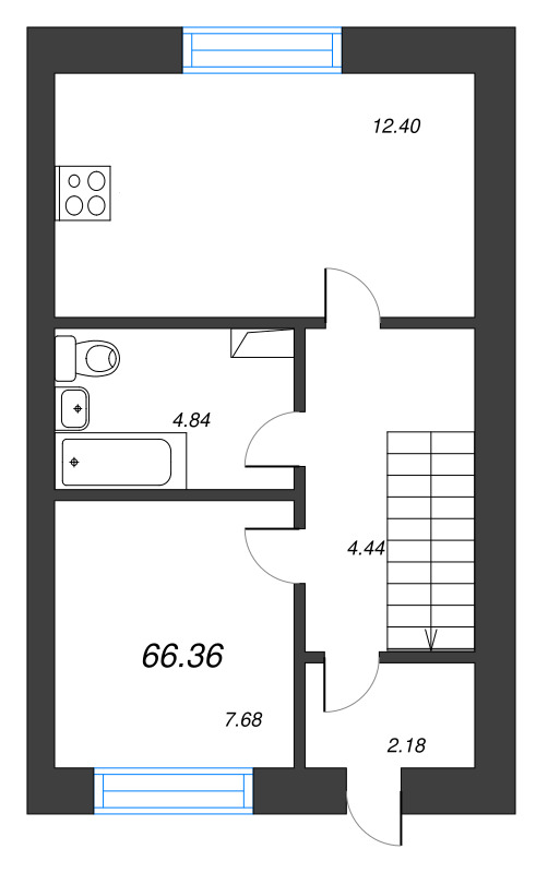 3 ккв 66,4 м²