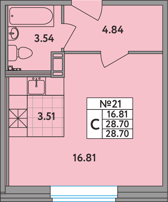 Студия 28,4 м²