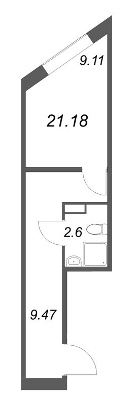 Студия 21,2 м²