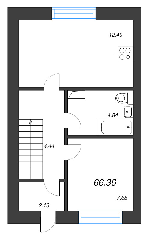 3 ккв 66,4 м²
