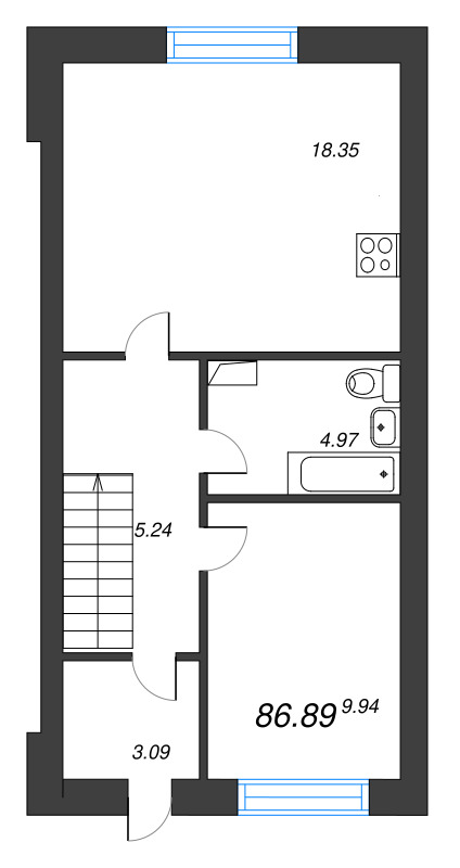 3 ккв 86,9 м²