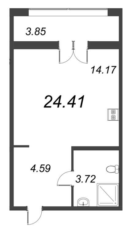 Студия 24,4 м²