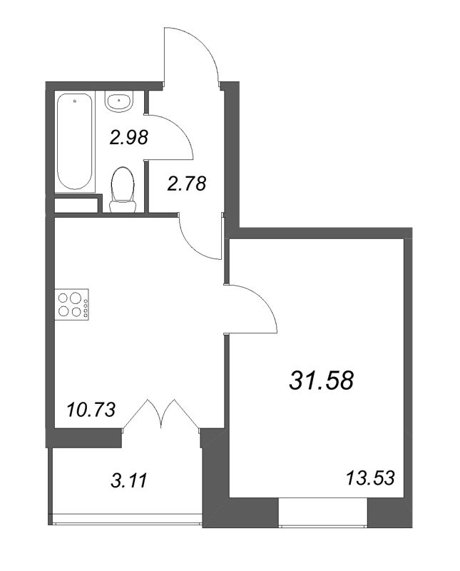 1 ккв 31,6 м²