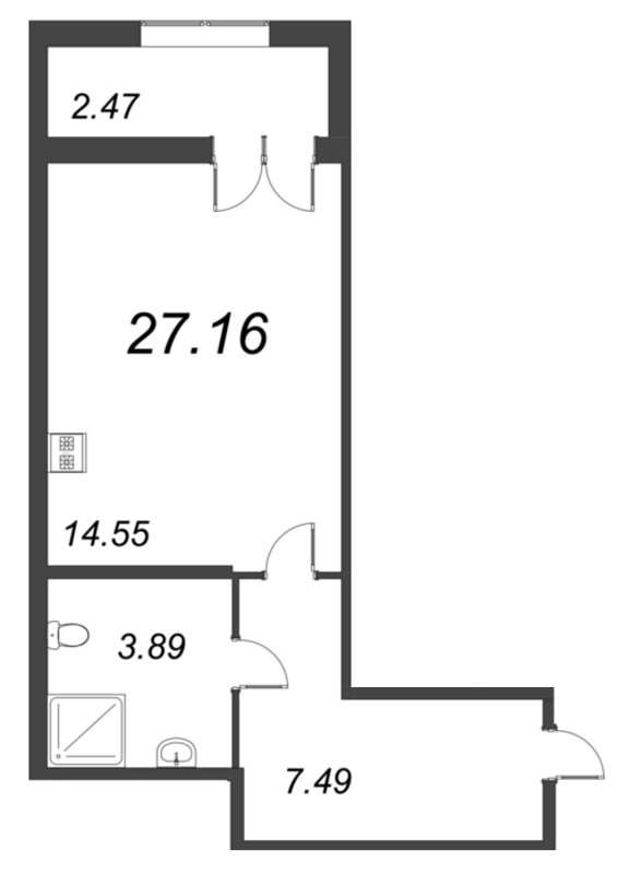 Студия 27,2 м²