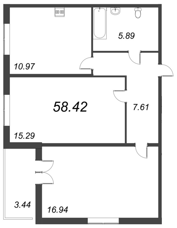 2 ккв 58,4 м²
