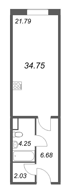 Студия 34,8 м²