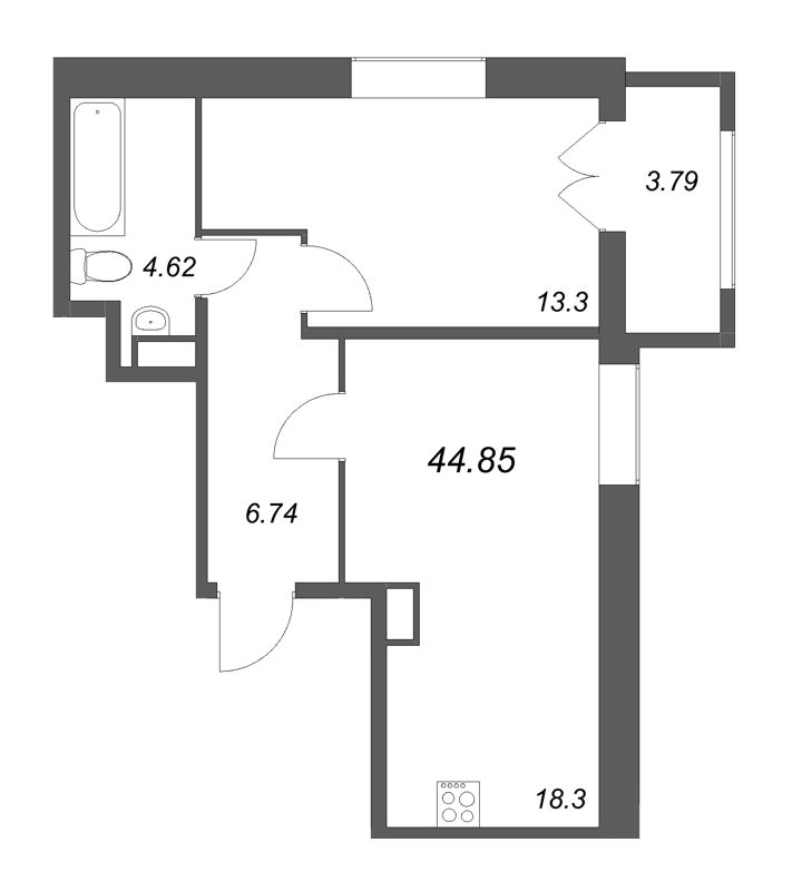 1 ккв 44,9 м²