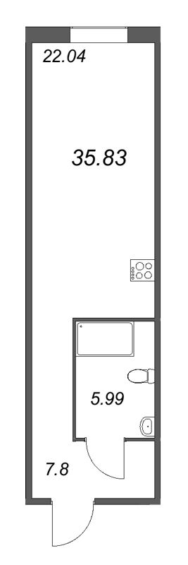 Студия 35,8 м²