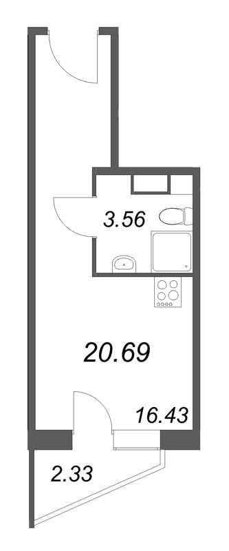 Студия 20,7 м²