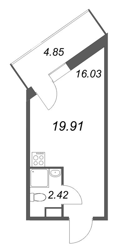Студия 19,9 м²