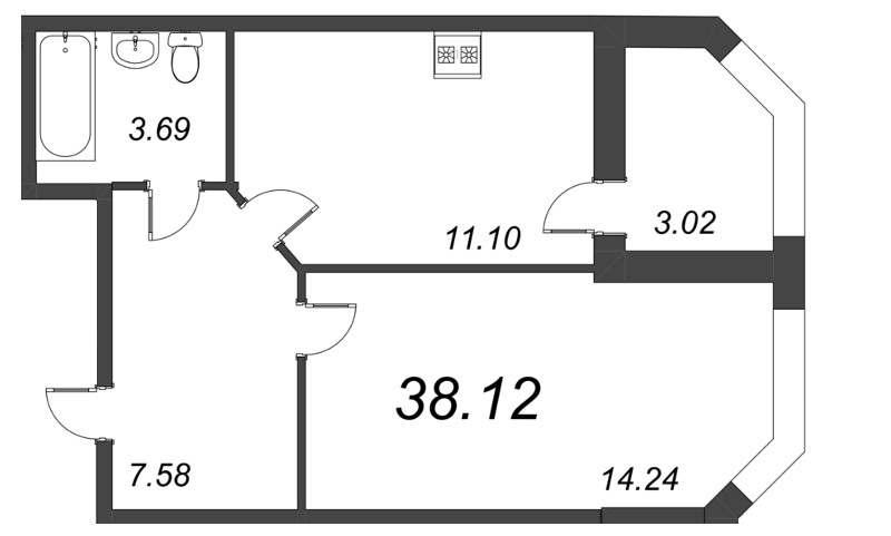 1 ккв 38,1 м²