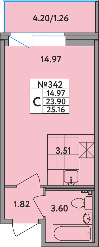Студия 24,9 м²