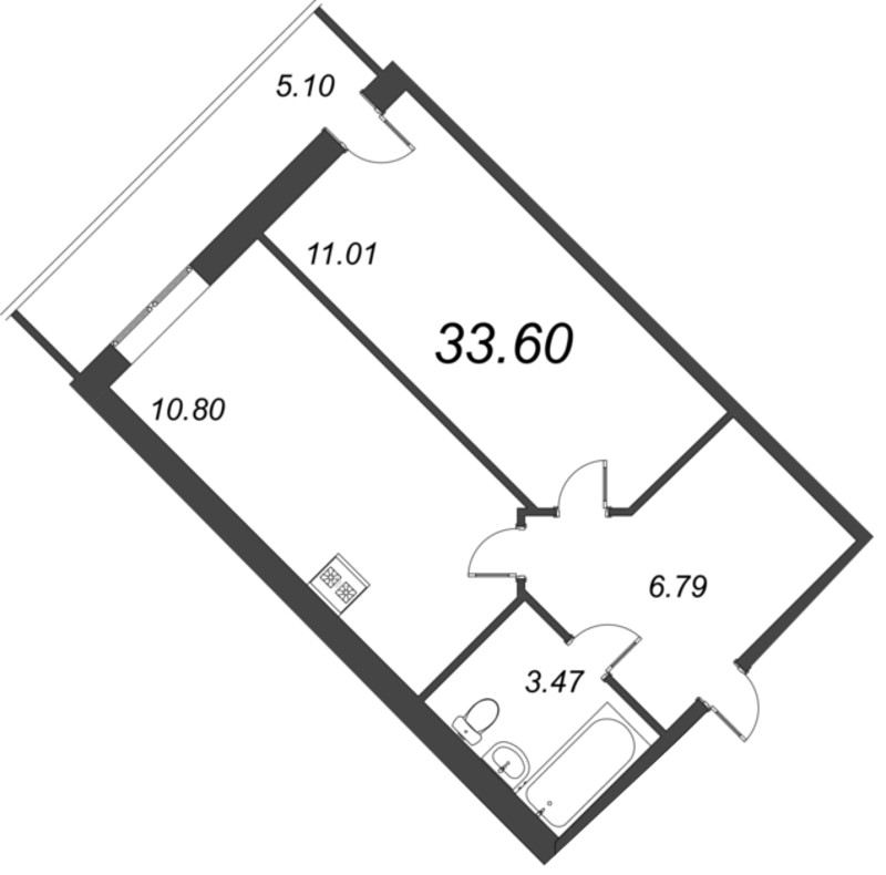 1 ккв 33,6 м²