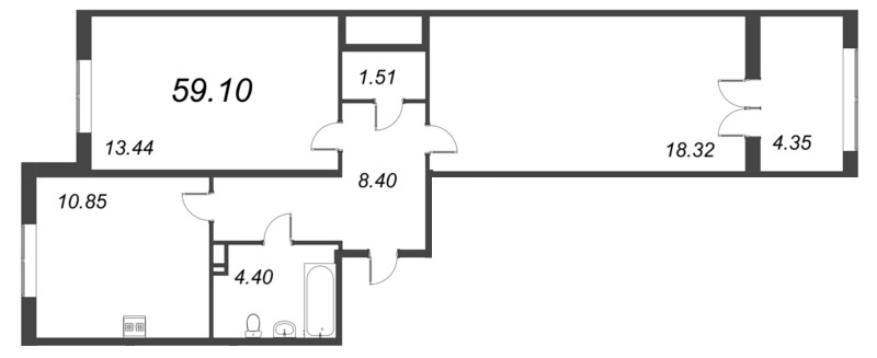 2 ккв 59,1 м²