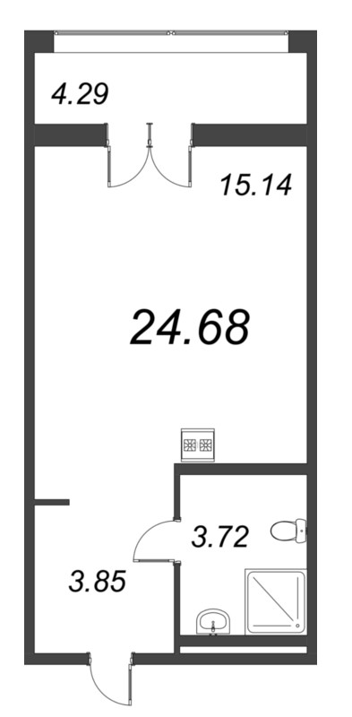 Студия 24,9 м²