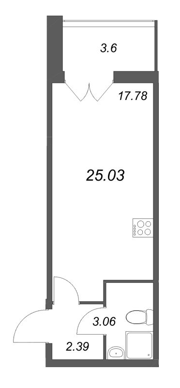 Студия 25 м²
