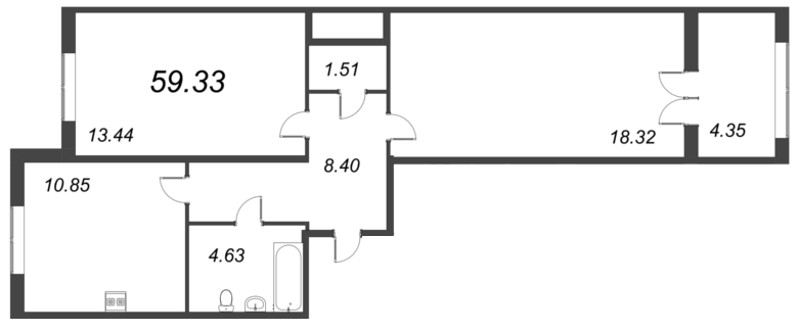 2 ккв 59,3 м²