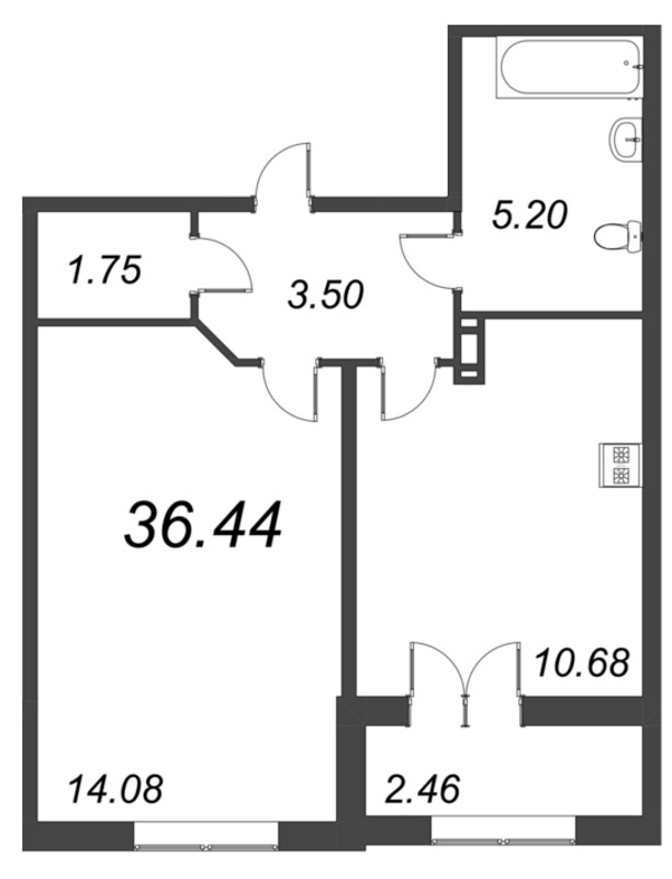 1 ккв 36,4 м²