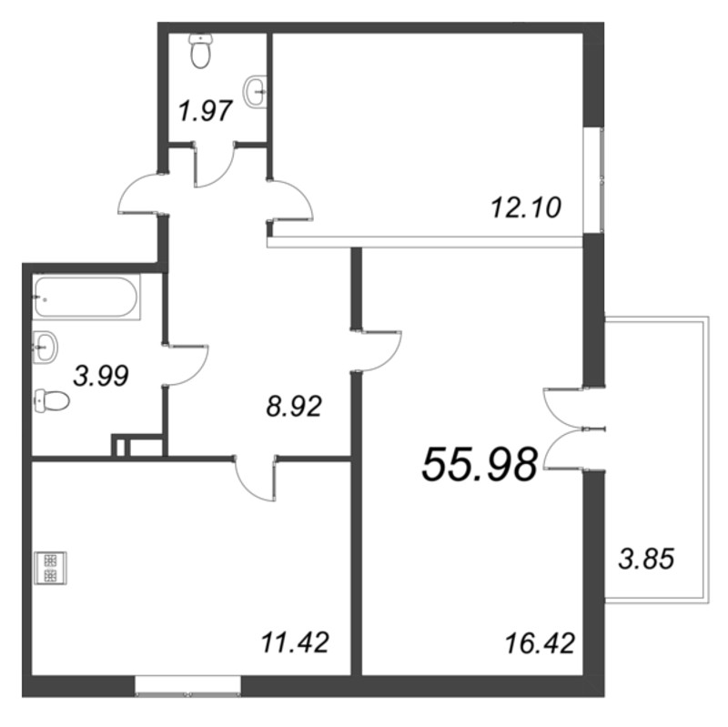 2 ккв 56 м²