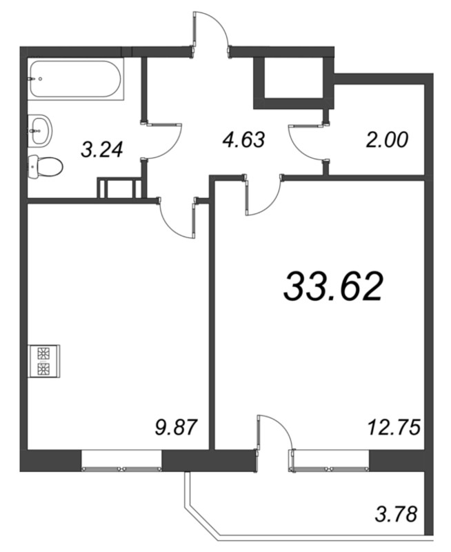 1 ккв 33,6 м²