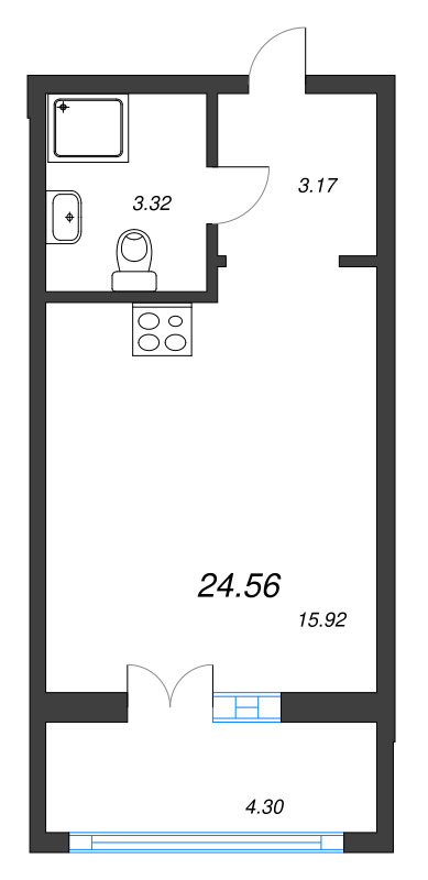 Студия 24,6 м²