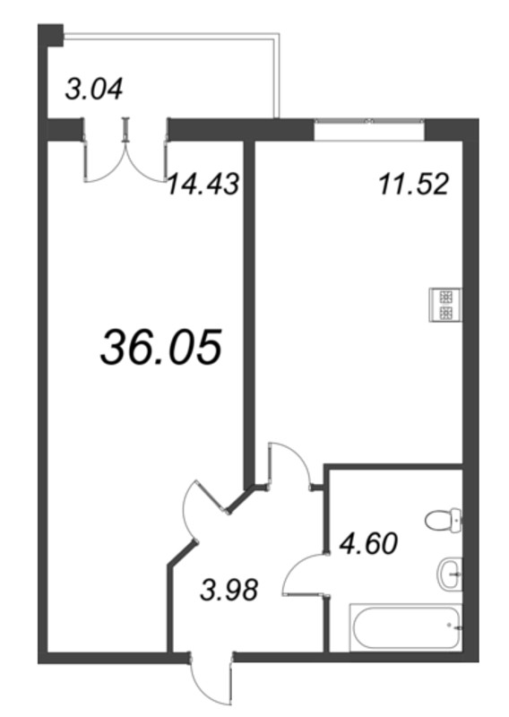 1 ккв 36,1 м²