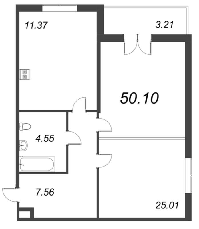 1 ккв 50,1 м²