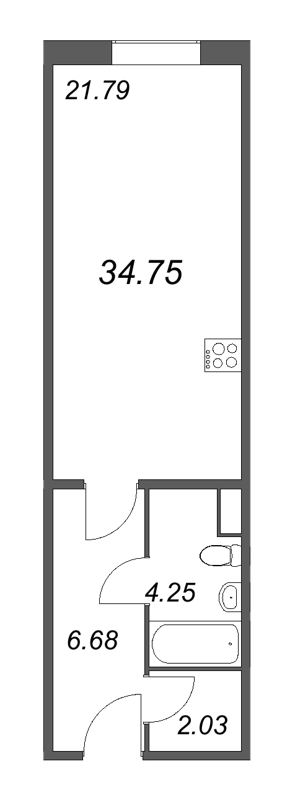 Студия 34,8 м²