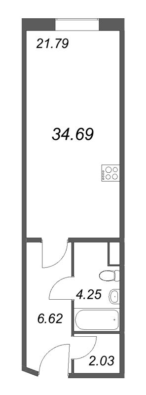 Студия 34,7 м²