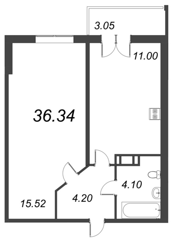 1 ккв 36,3 м²