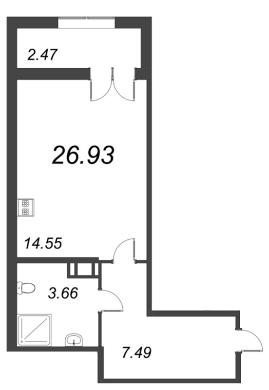 Студия 26,9 м²