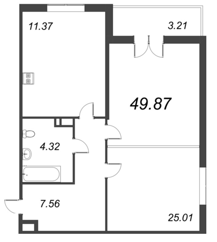 1 ккв 49,9 м²