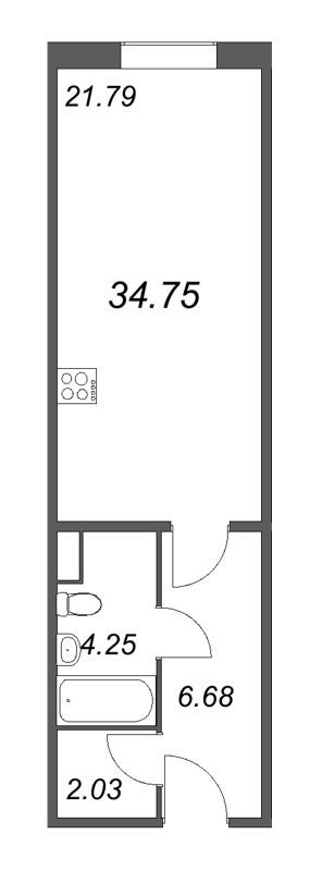 Студия 34,8 м²