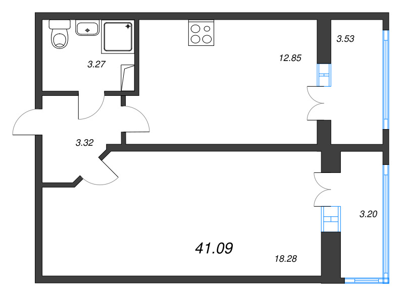 1 ккв 41,1 м²