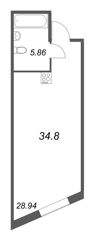 Студия 34,8 м²