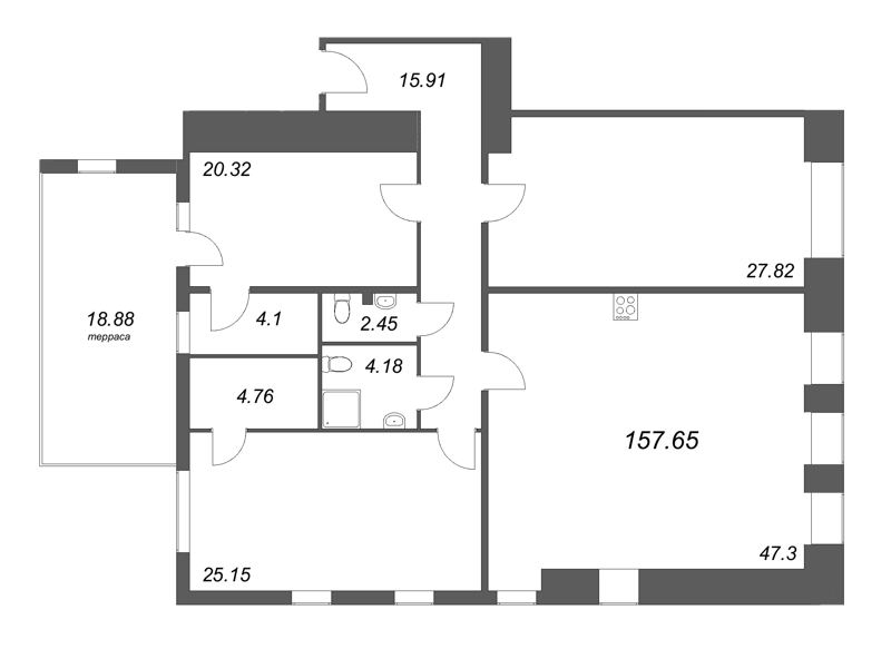 4 ккв (Евро) 157,7 м²