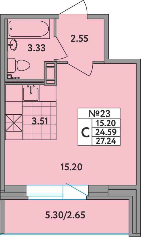 Студия 27,2 м²