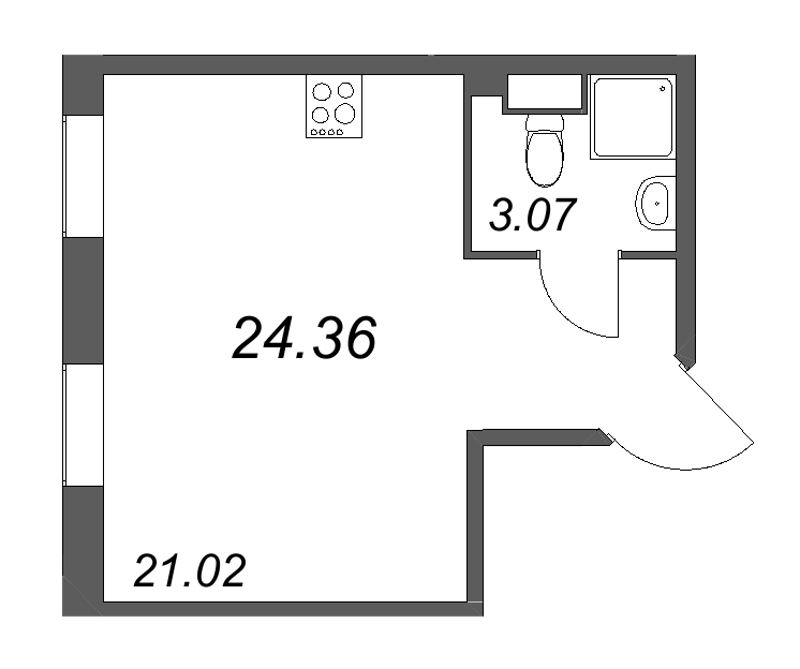Студия 24,4 м²