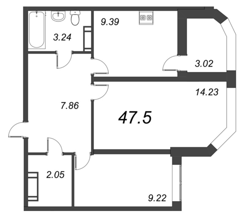 1 ккв 38,9 м²