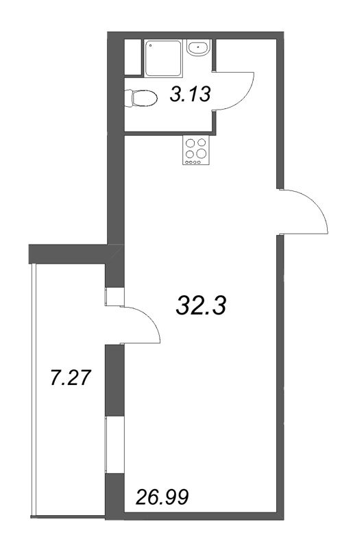 Студия 32,3 м²