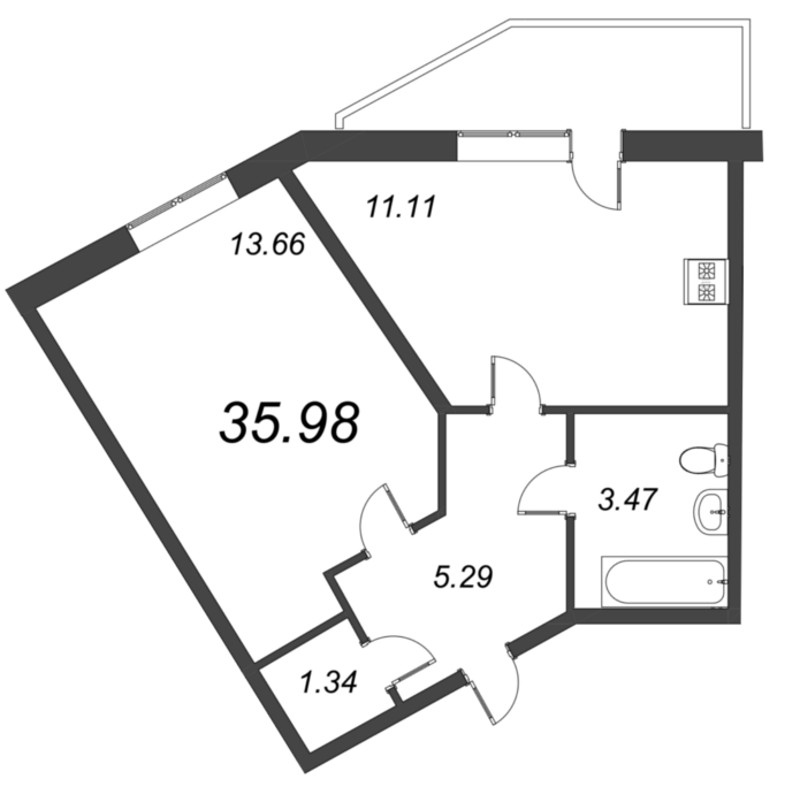 1 ккв 36 м²
