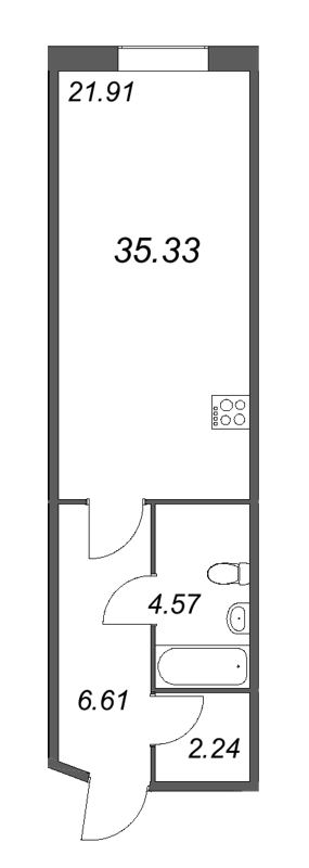 Студия 35,3 м²