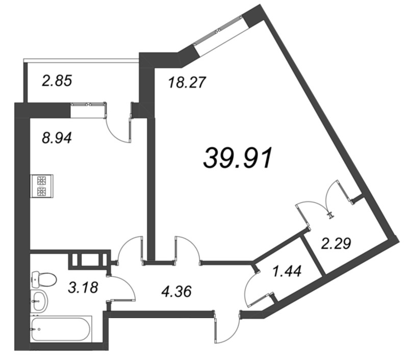1 ккв 39,9 м²