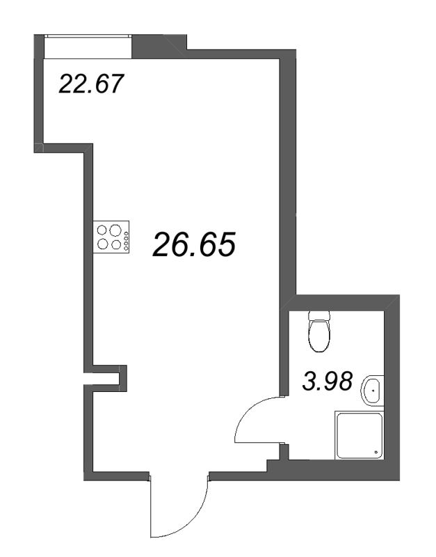 Студия 26,7 м²