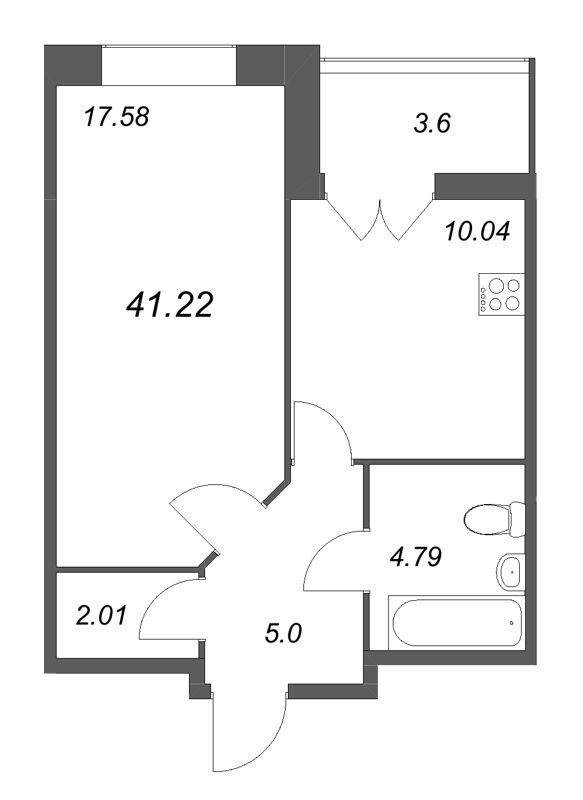 1 ккв 41,2 м²