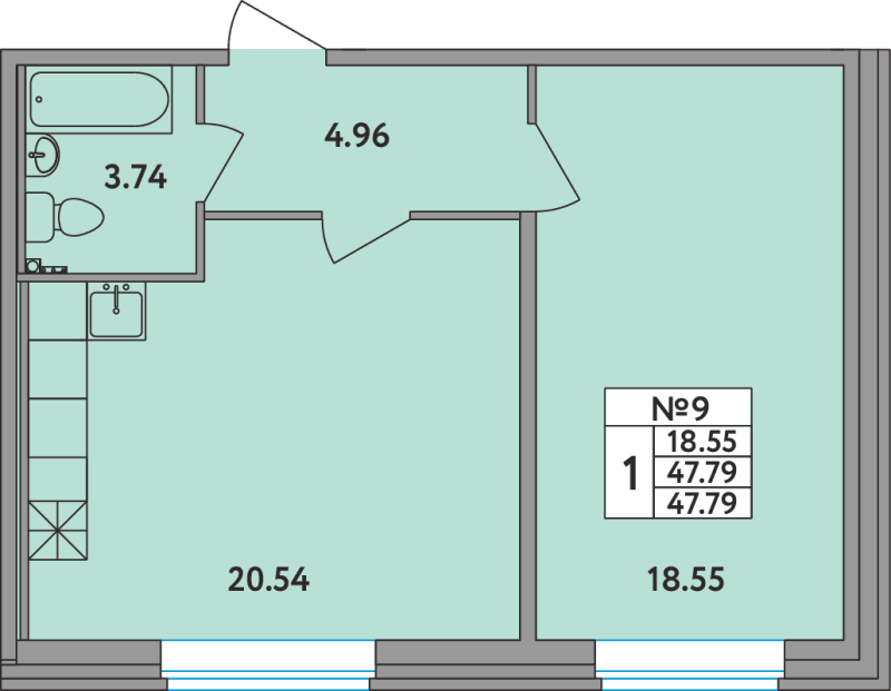 2 ккв (Евро) 47,1 м²