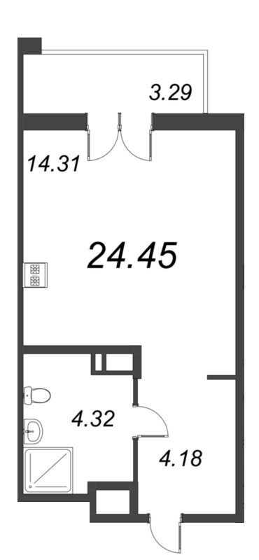 Студия 24,5 м²
