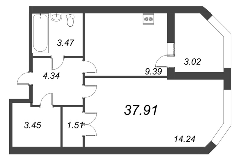 1 ккв 37,9 м²