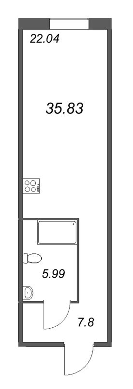 Студия 35,8 м²